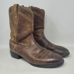 Ariat Boots Mens 11EE Brown Leather Western Cowboy Roper Heritage 10002284